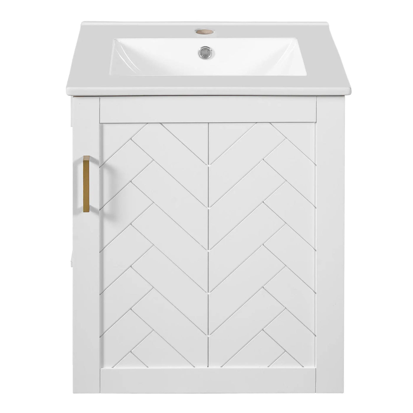 Modern Wall Mounted Bathroom Cabinet With Side Shelf And Ceramic Sink by HouseOfZazla