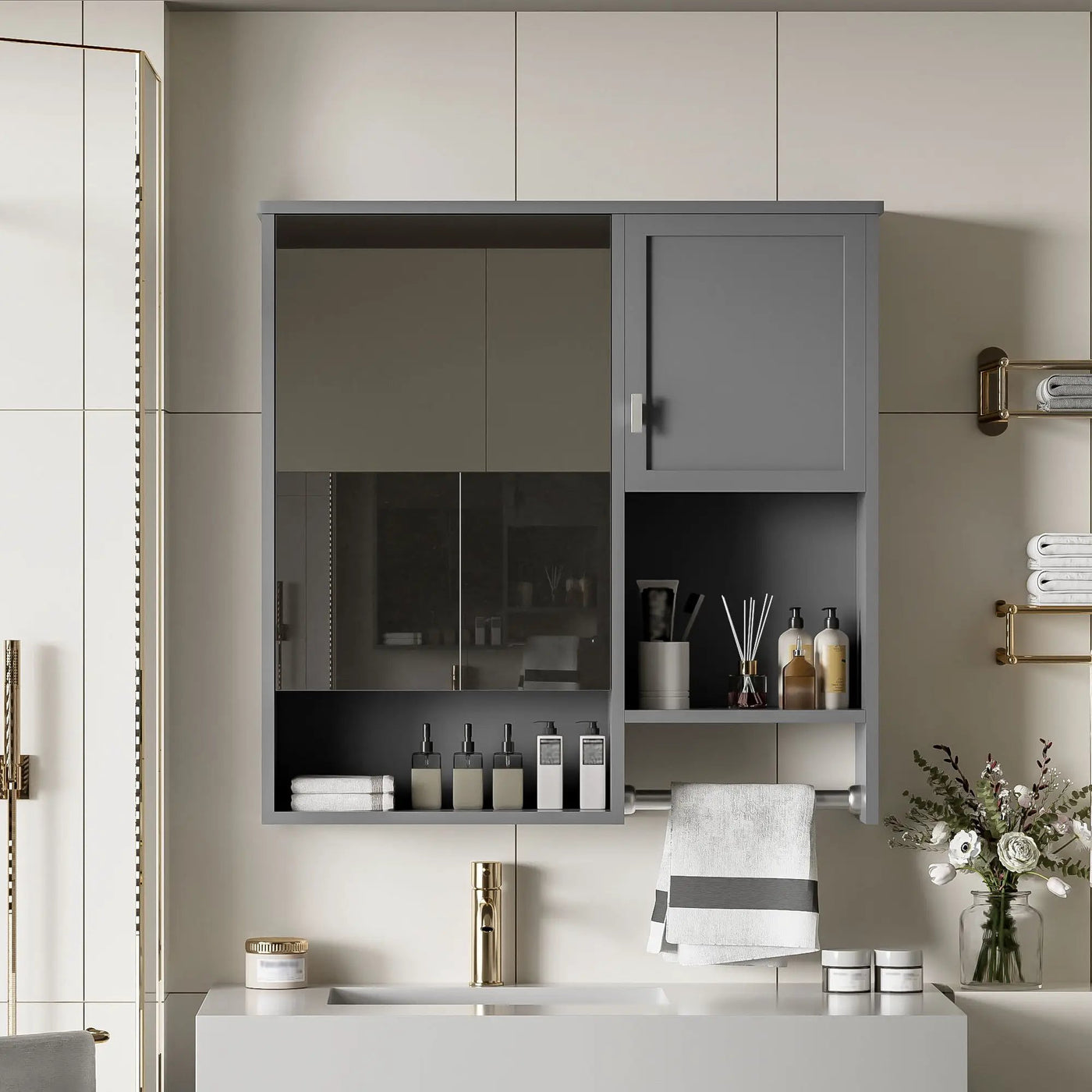 Modern Wall Mounted Bathroom Medicine Cabinet, Bathroom Wall Storage Cabinet With Mirror by HouseOfZazla