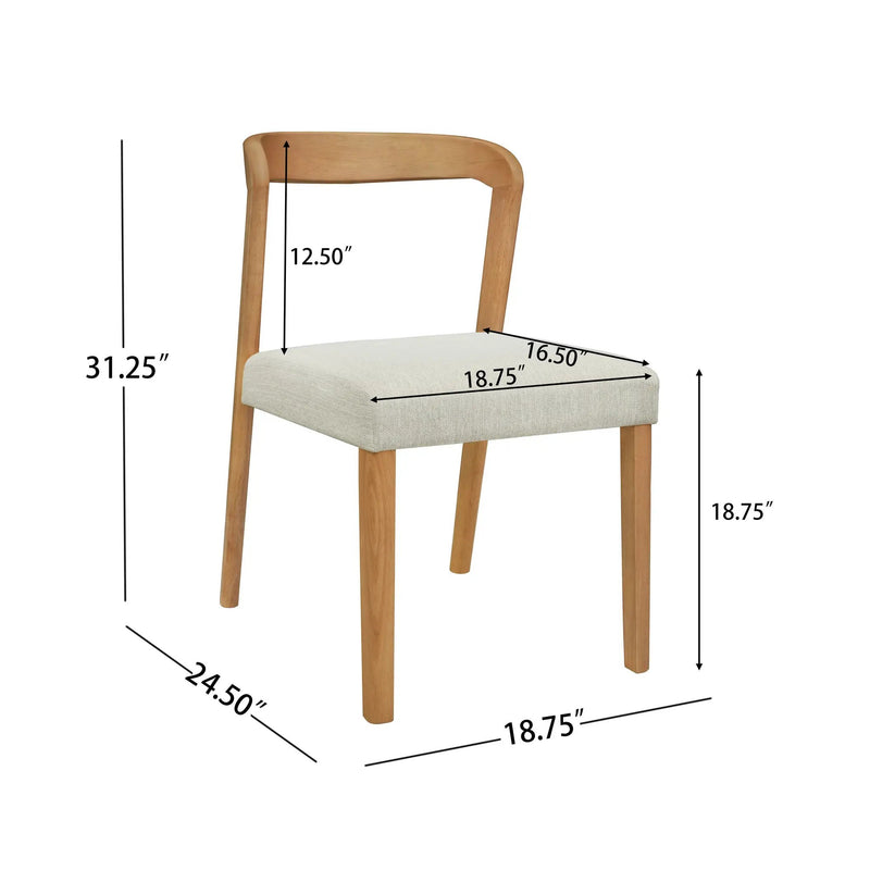 Solid Rubber Wood Dining Chairs (Natural Oak + Beige) Set of 2 by HouseOfZazla