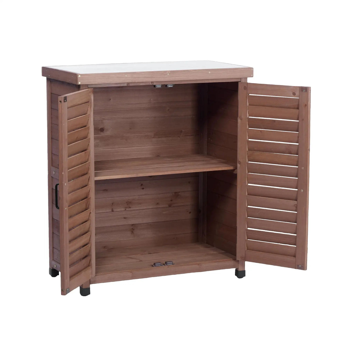 Potting Bench With Storage Cabinet And Metal Table Top For Outdoor by HouseOfZazla