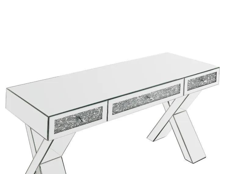 Noralie - 32" Writing Desk - Mirrored & Faux Diamonds by Unique Piece Furniture