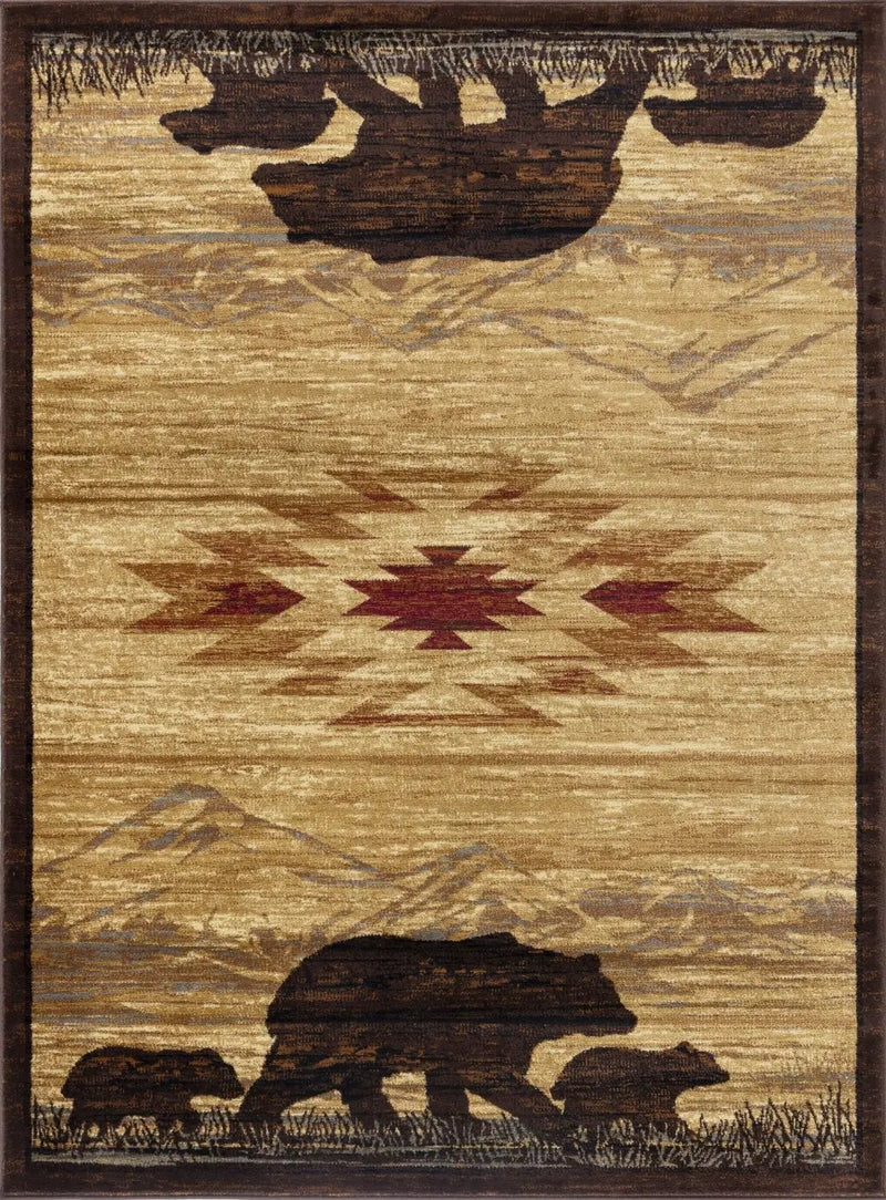 Nature's Nest - 5'3" X 7'3" Lodge Area Rug - Multi / Beige by HouseOfZazla
