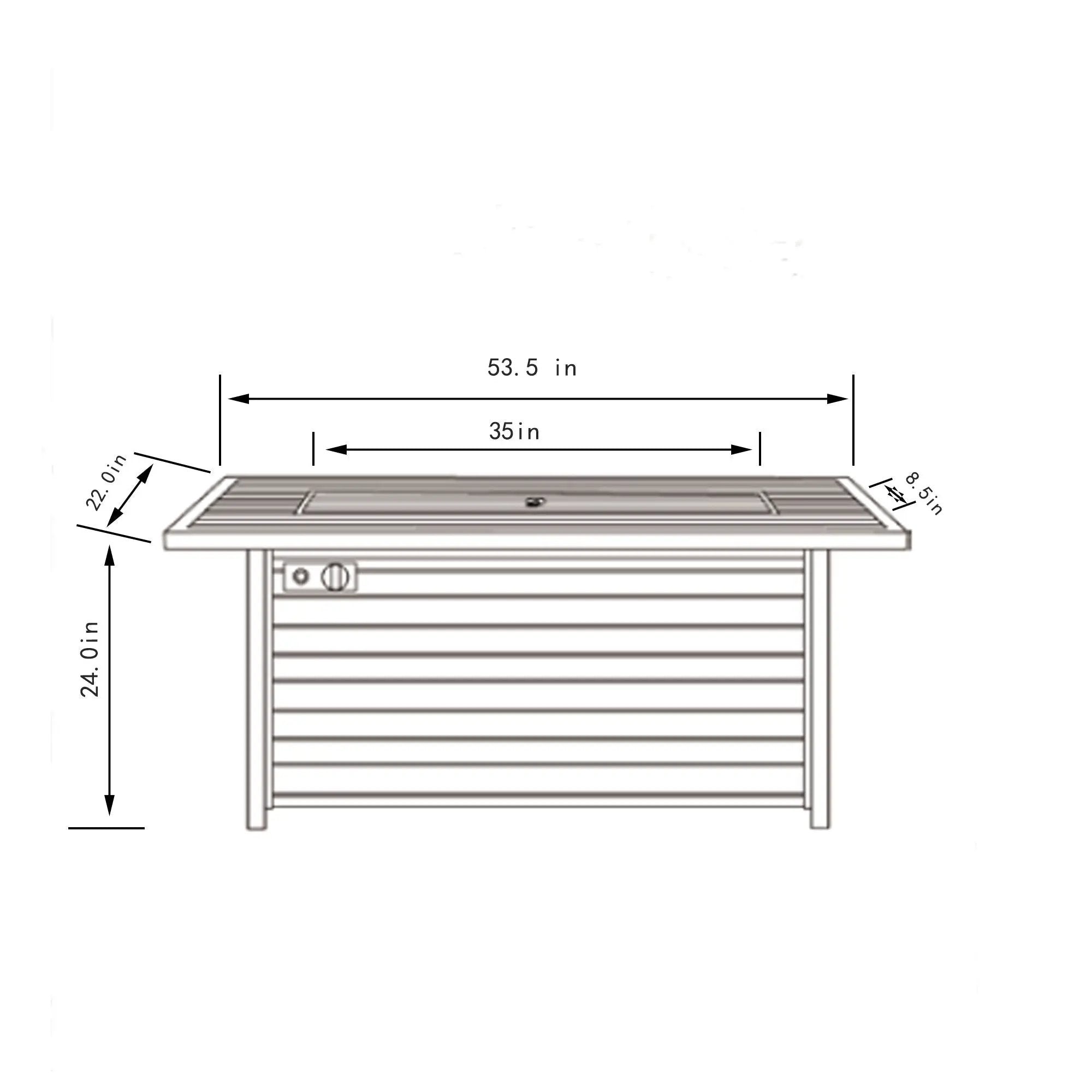 Propane Gas Fire Pit Table, 50000 Btu, Rectangular For Outside - Light Beige by HouseOfZazla