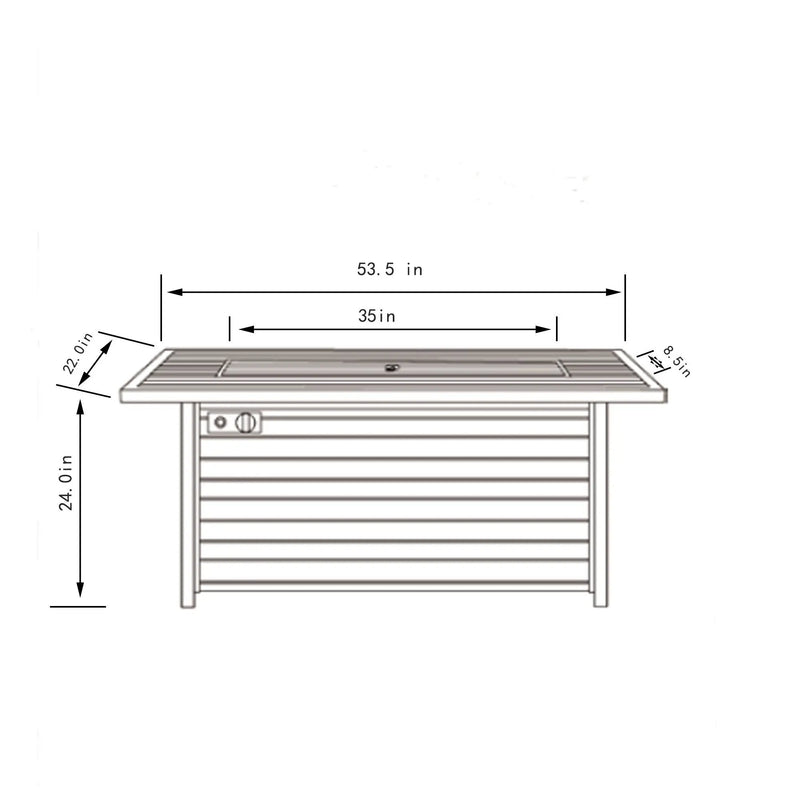 Propane Gas Fire Pit Table, 50000 Btu, Rectangular For Outside - Light Beige by HouseOfZazla