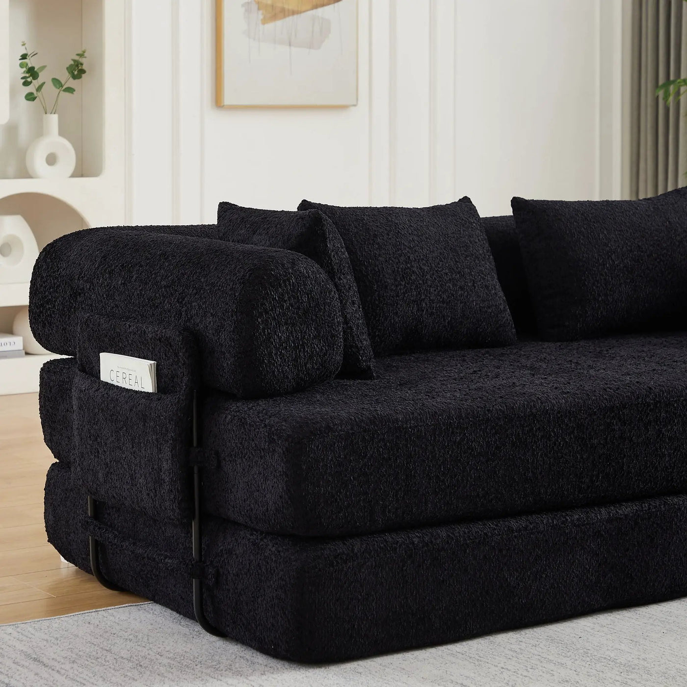 Convertible Sleeper Sofa Bed With Cylindrical Pillow by HouseOfZazla