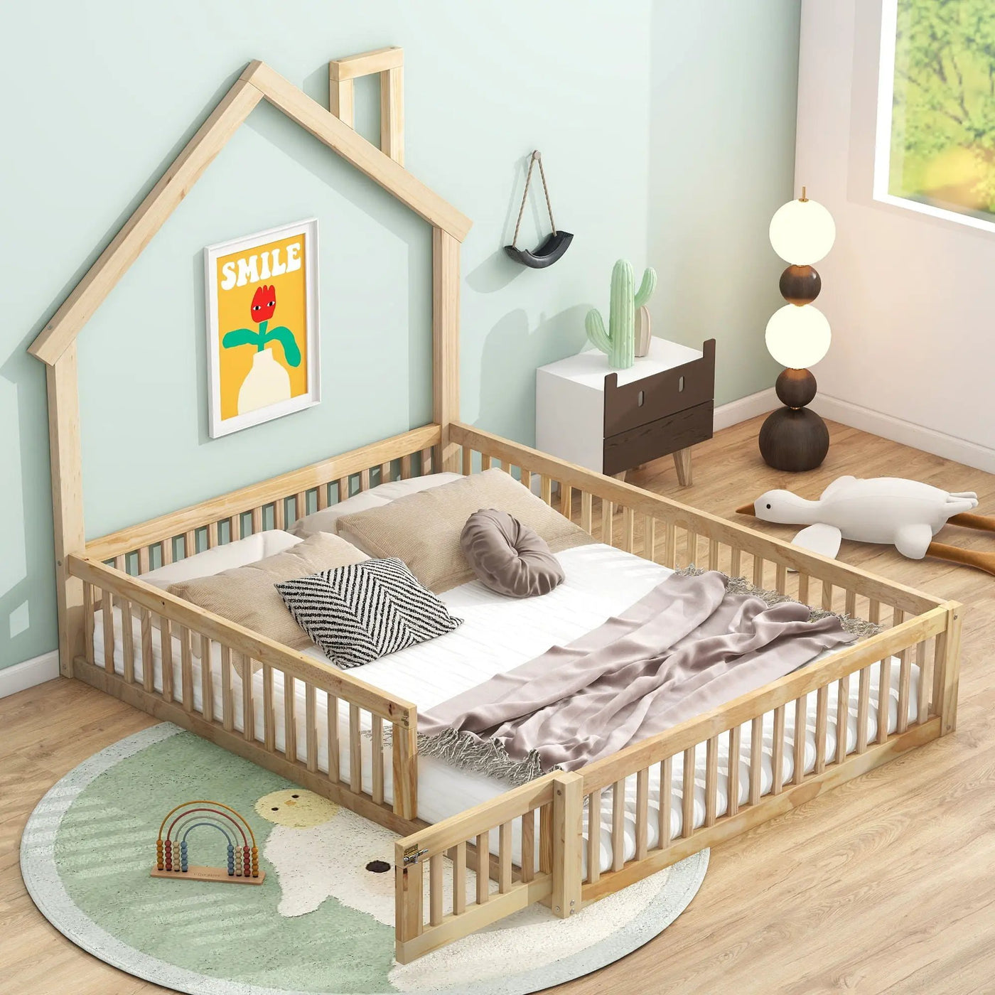 House Platform Bed With Guardrail by HouseOfZazla