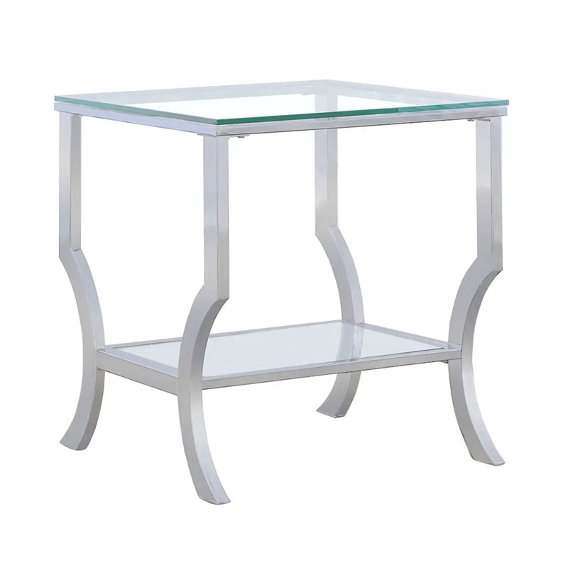 Porch & Den - Square Top End Table Elegance Glass - Chrome by HouseOfZazla