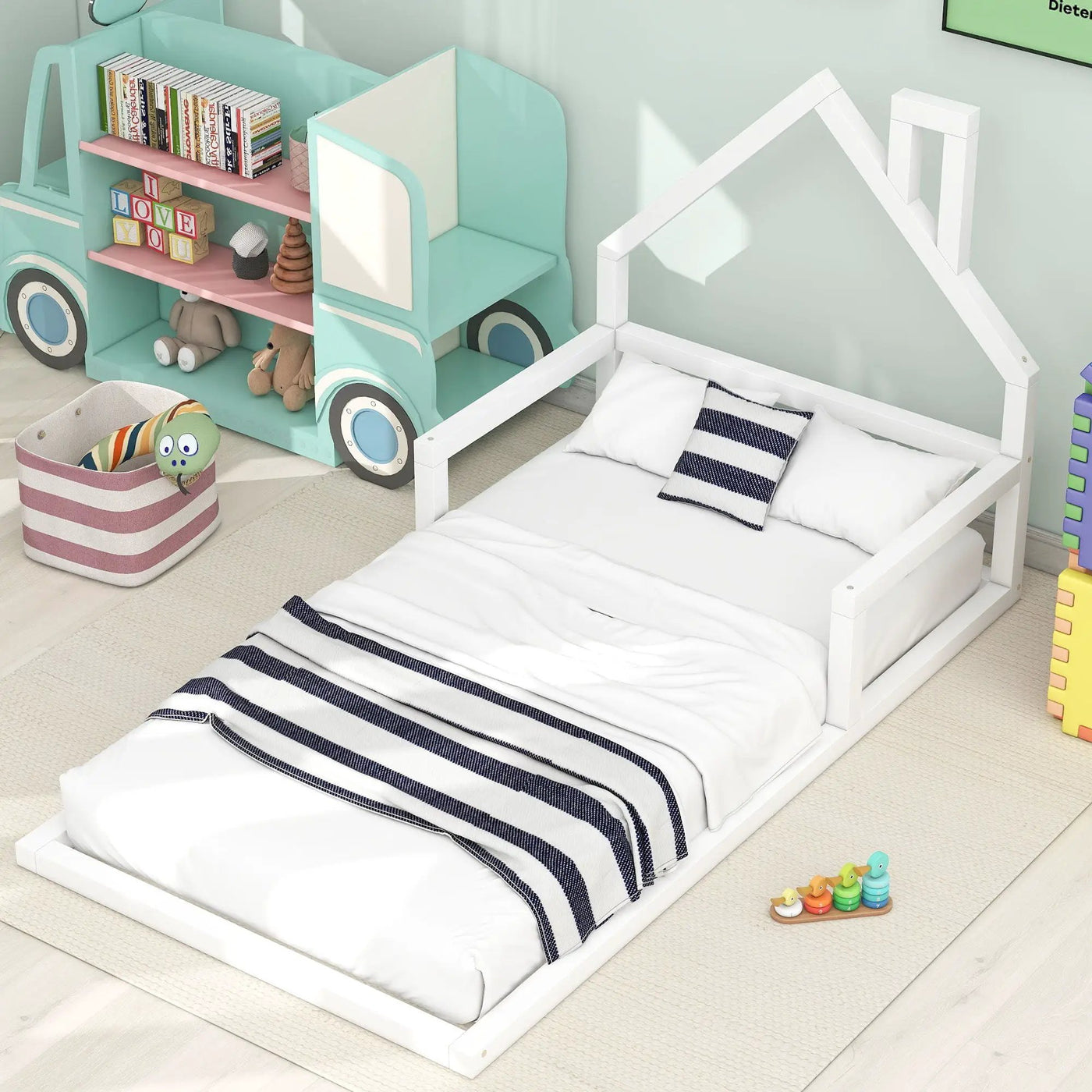 Floor Bed With House Shaped Headboard by HouseOfZazla