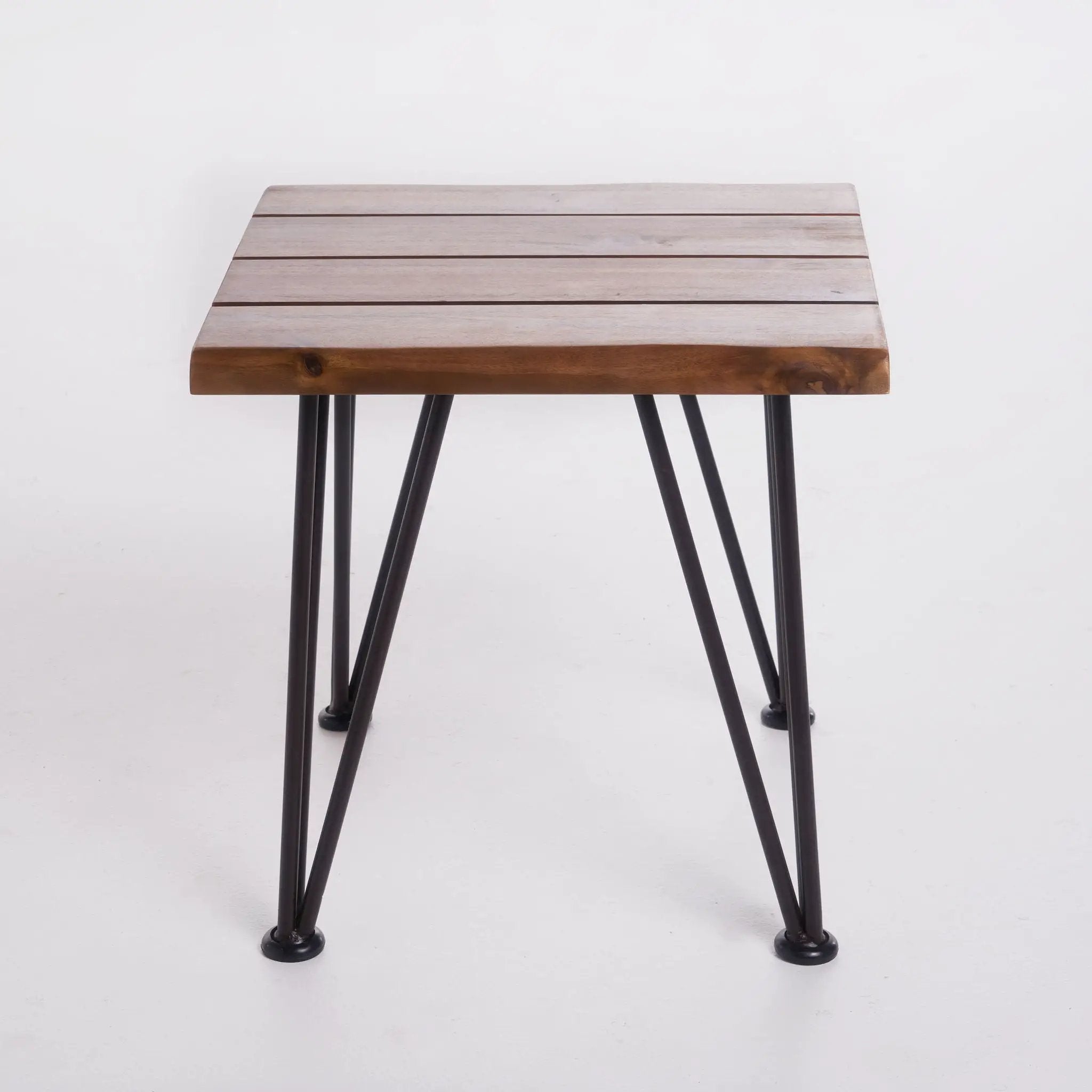 Zenith Outdoor Industrial Accent Table Set of 2 - Teak by HouseOfZazla