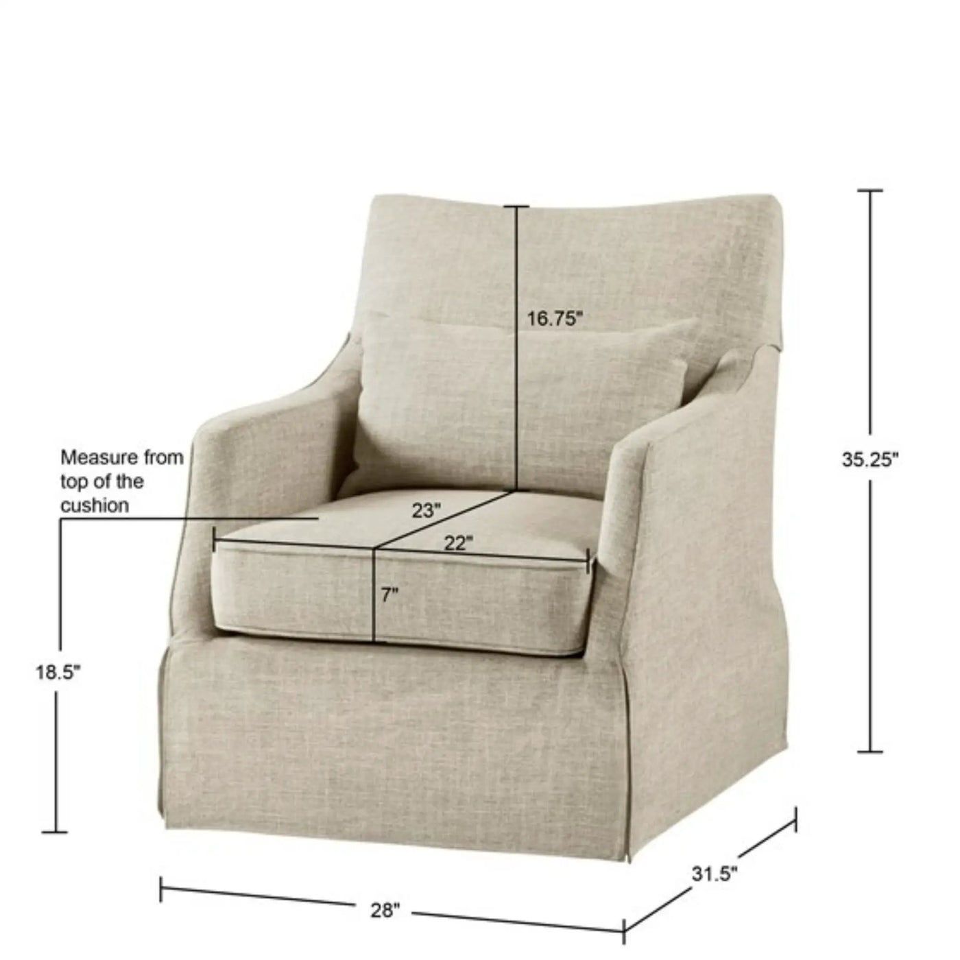Traditional Design London Skirted Swivel Chair by Unique Piece Furniture