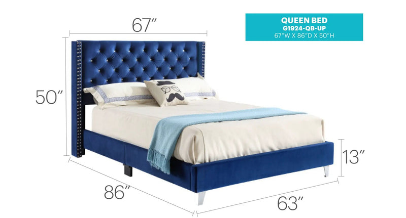 Upholstered Nailhead Trim Chic Bed by Unique Piece Furniture