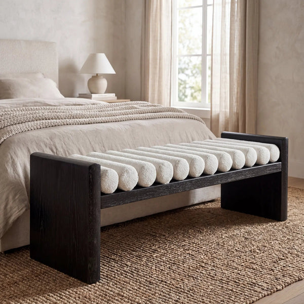 62.8" Modern Chenille Upholstered Bench, photo 2 of 8