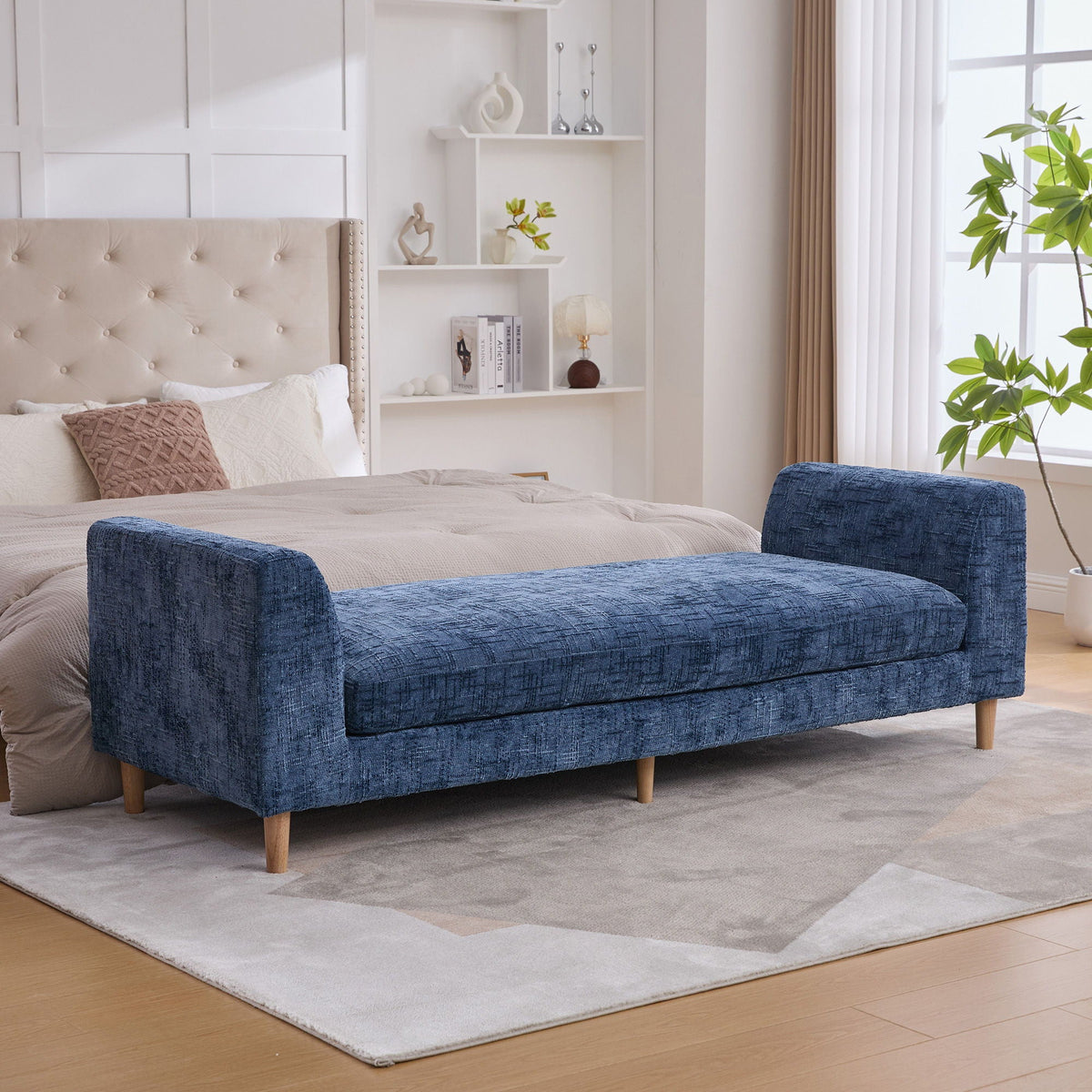 Modern Upholstered End Of Bed Bench With Armrests, photo 4 of 19