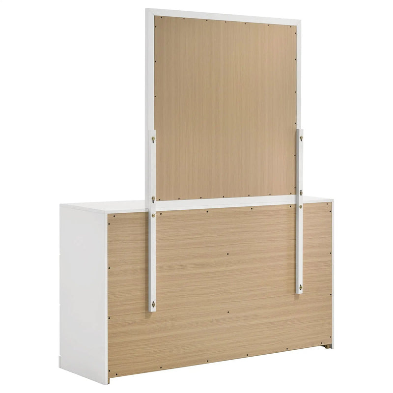 Ines 6-drawer Bedroom Dresser with Mirror White High Gloss by Unique Piece Furniture