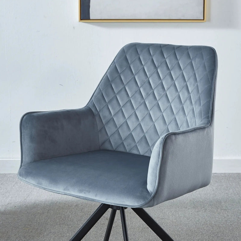 Modern Desk Chair No Wheel, Ergonomic Office Chair Home Office Upholstered Chair, Computer Chair For Bedroom, Reception Room, Living Room With Metal Legs - Blue by Unique Piece Furniture