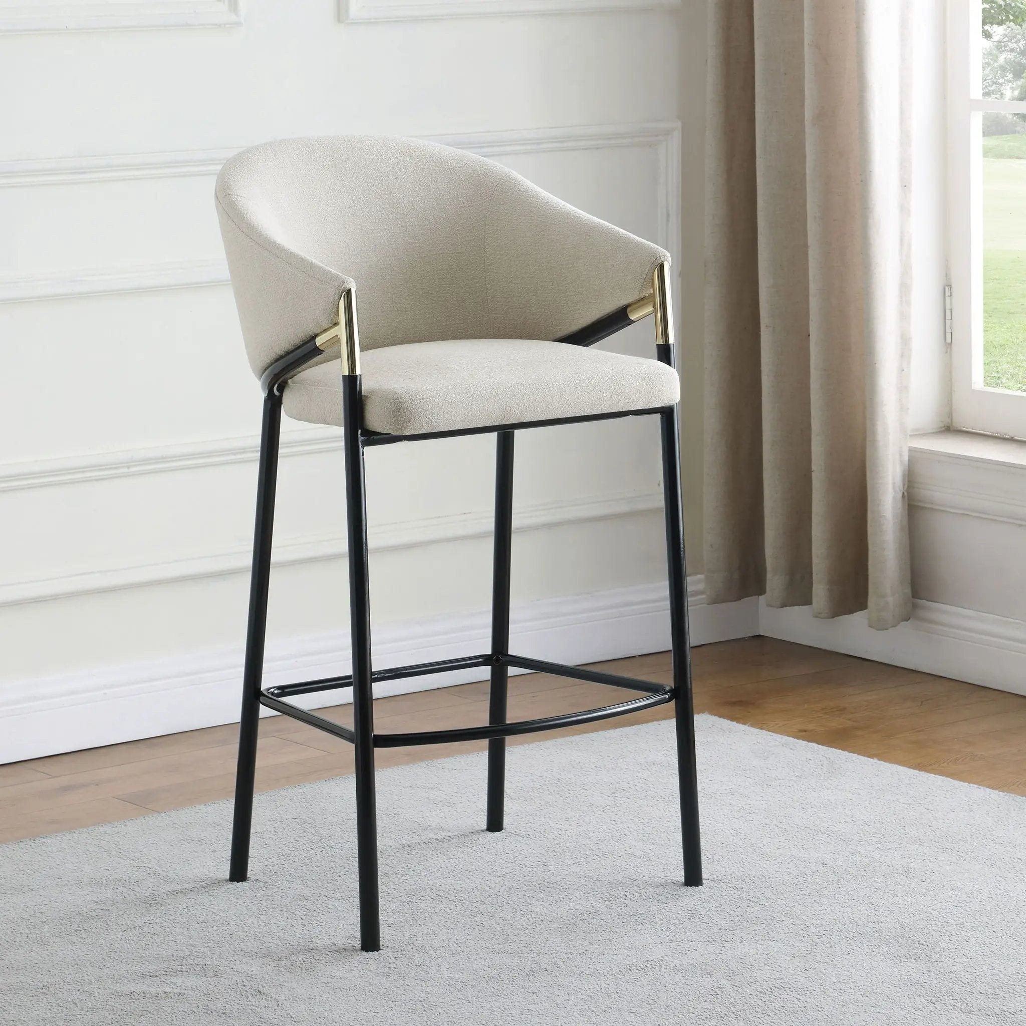 Chadwick Fabric Upholstered Bar Chair Beige (Set of 2) by Unique Piece Furniture