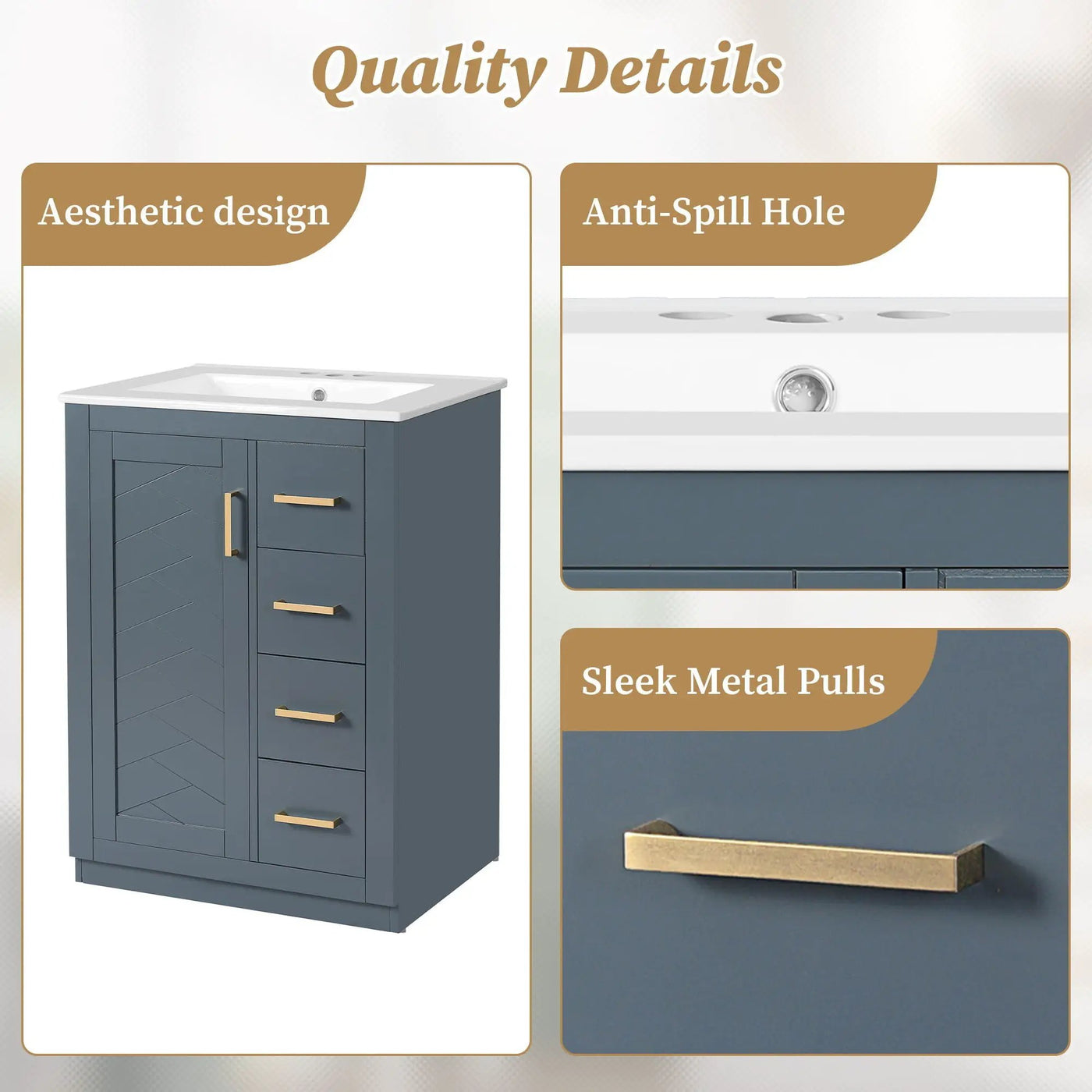 Modern Bathroom Vanity With 1 Door And 3 Drawers by Unique Piece Furniture