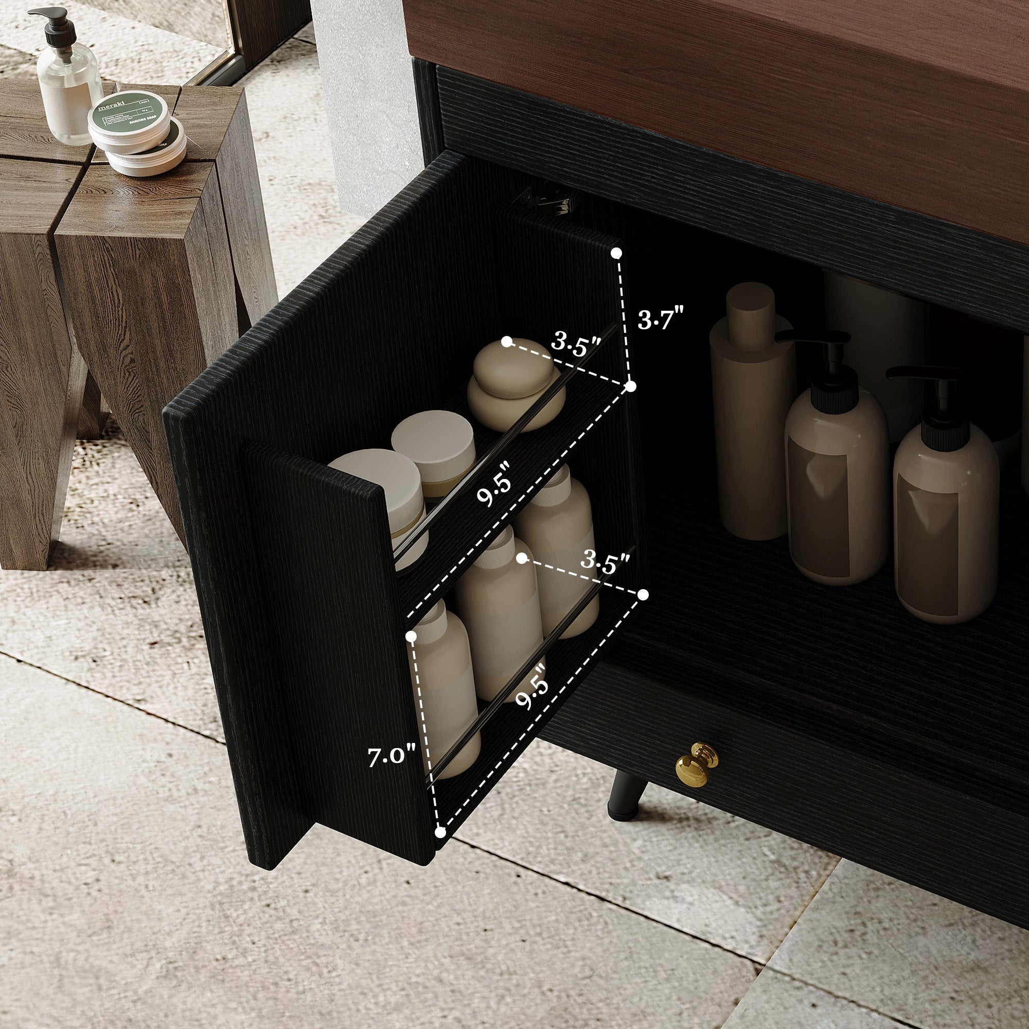 Contemporary Free-standing Bathroom Vanity with Faux Marble Top & Ceramic Sink by HouseOfZazla