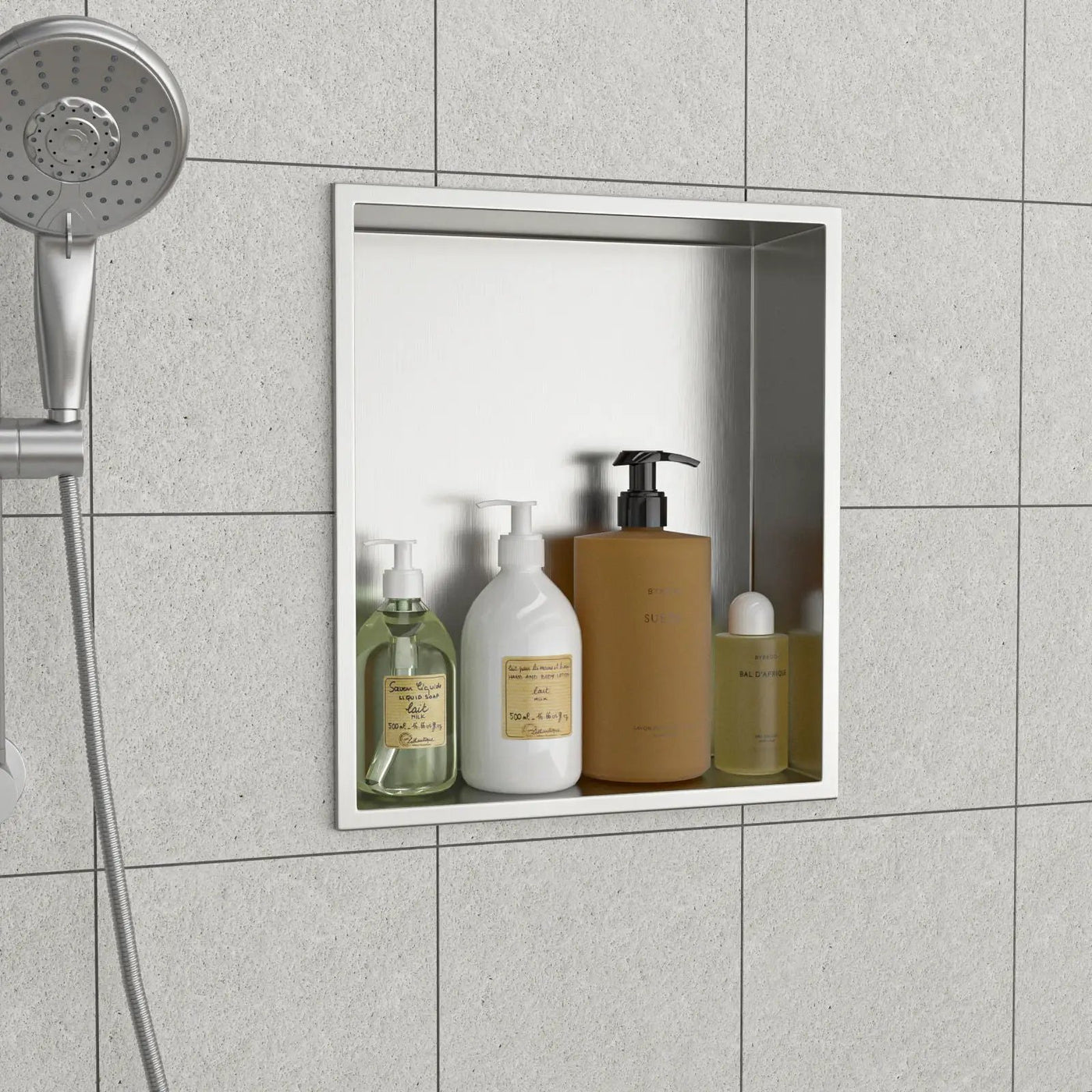 Stainless Steel Shower Niche With Seamless Design For Bathroom Storage by HouseOfZazla