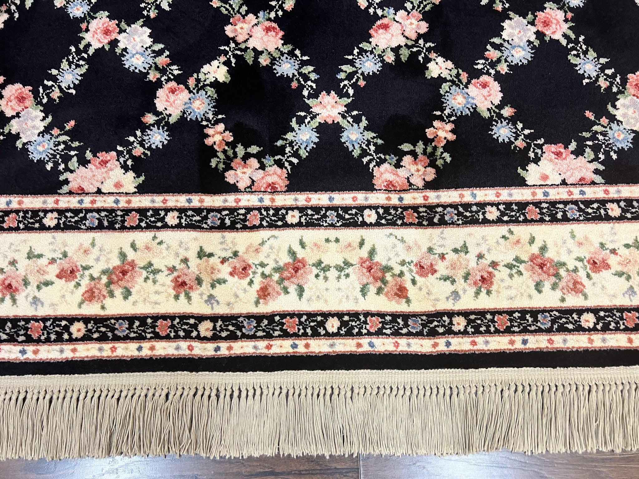 Karastan Rug 8.8 x 12, Garden of Eden #509/1270, Ebony Trellis, Vintage Discontinued Wool Pile Karastan Carpet by Jewel Rugs
