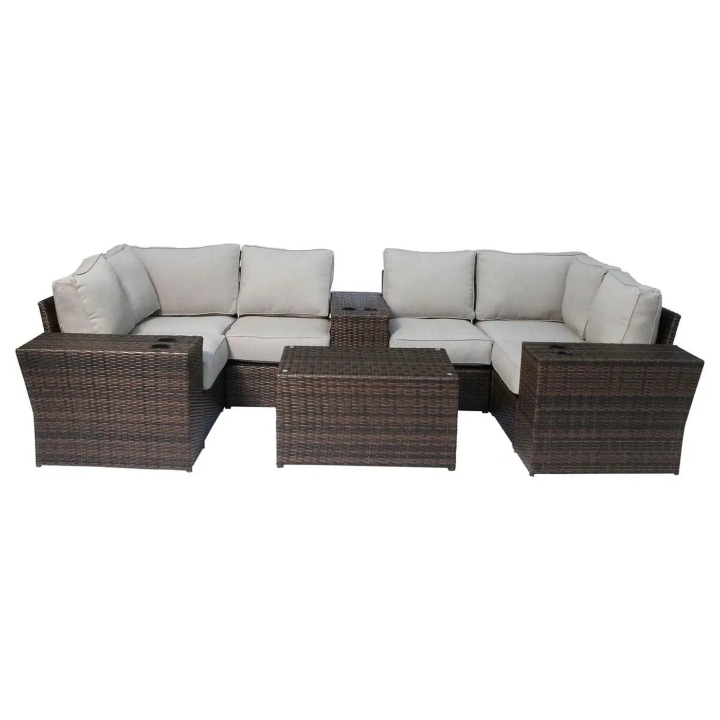 Outdoor Wicker Sectional With Weather Resistant Cushions And Table by Unique Piece Furniture