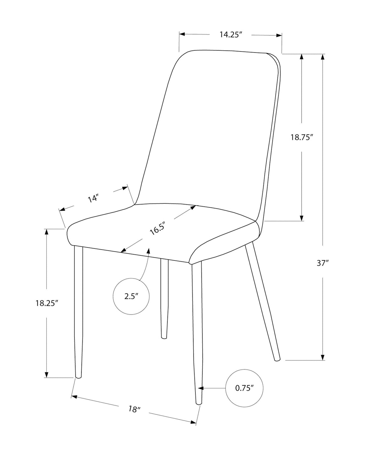 Contemporary Upholstered Dining Chair Set of 2, photo 3 of 8