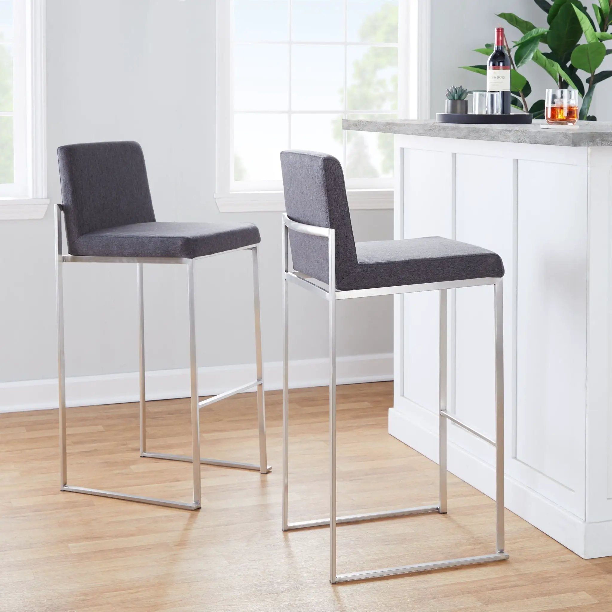 Fuji - Contemporary And Modern Elegance High Back Barstool by Unique Piece Furniture