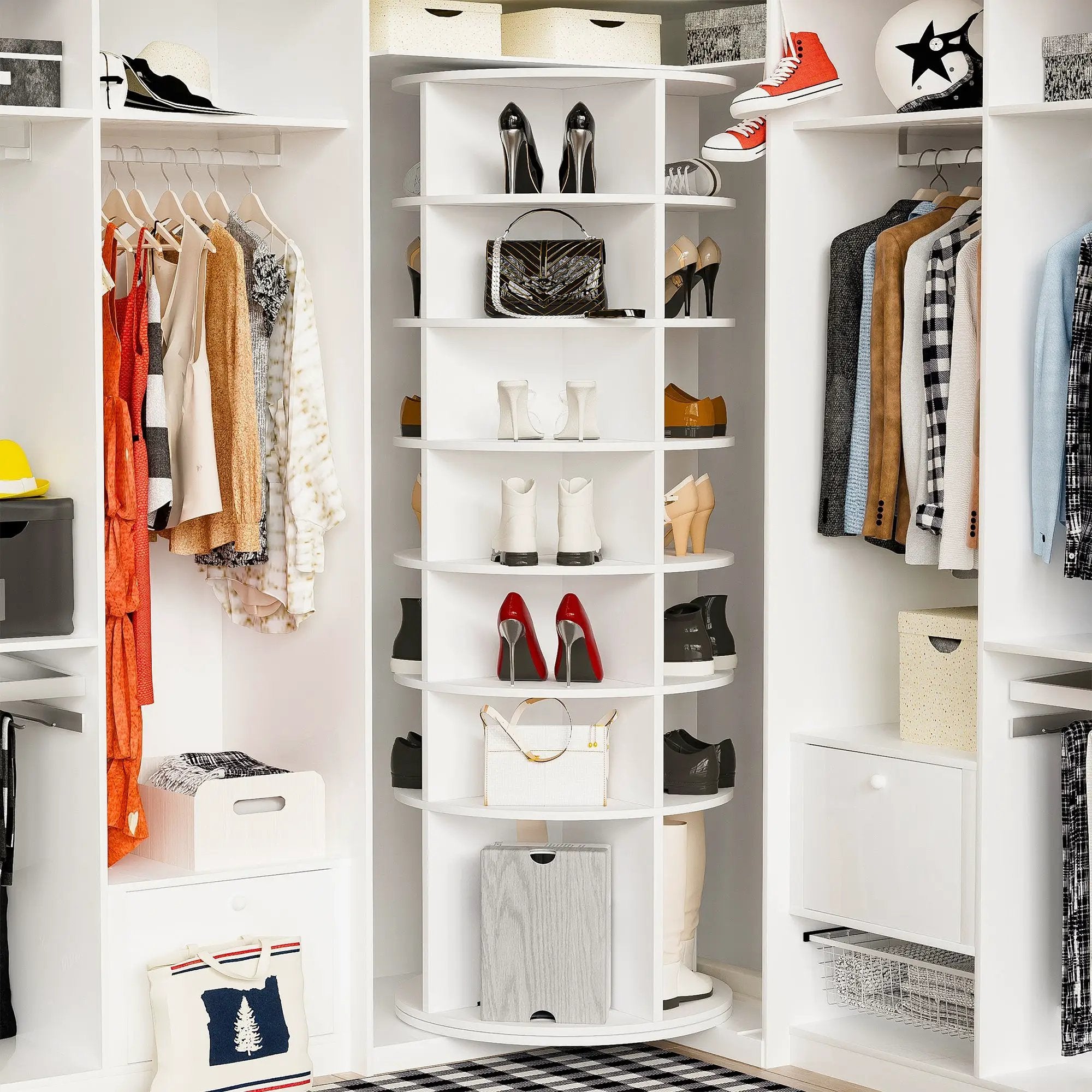 Rotating Shoe Rack Tower - 7-Tier Spinning Shoe Organizer by HouseOfZazla