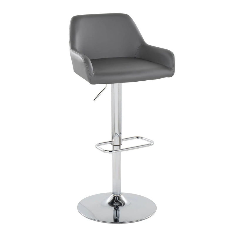 Daniella - Contemporary Adjustable Barstool With Swivel With Rounded Rectangle Footrest (Set of 2) by HouseOfZazla