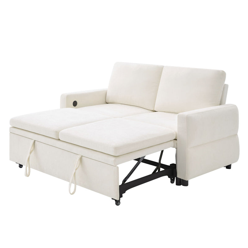 Convertible Sofa Bed Loveseat With Adjustable Backrest And USB Ports by HouseOfZazla