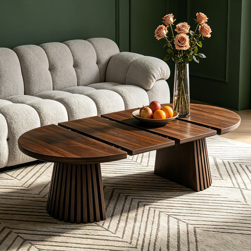 Oval Coffee Table For Living Room - Walnut by HouseOfZazla