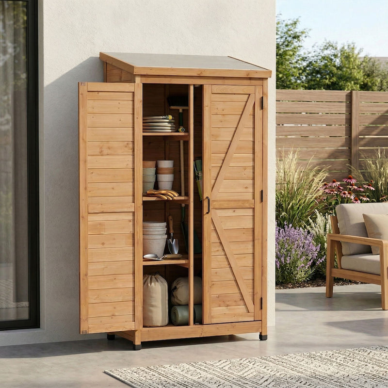 Outdoor Storage Shed With Vertical Tool Cabinet For Backyard by HouseOfZazla