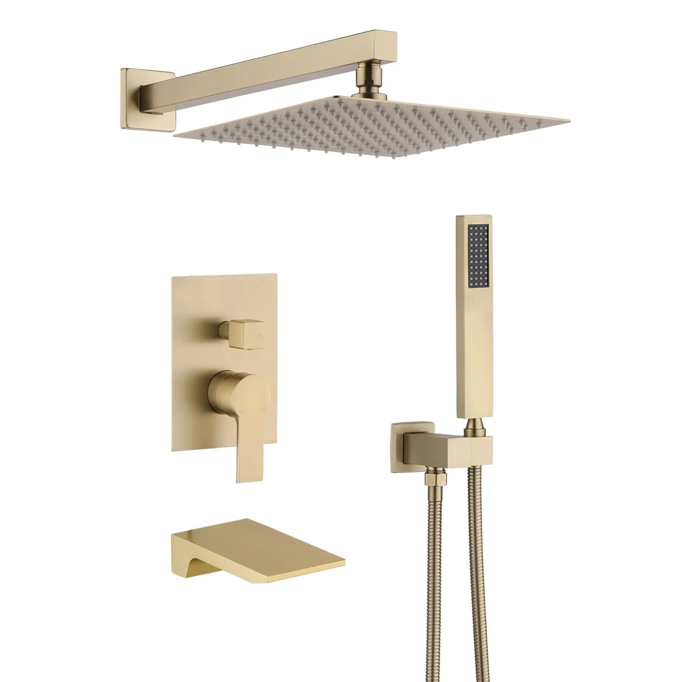 Tub Shower Faucet Set With 12" Rain Shower Head And Handheld Spray Combo by HouseOfZazla