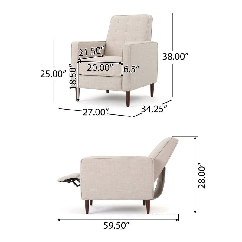 Mid-Century Modern Recliner With Button Tufted Waffle Stitch by HouseOfZazla