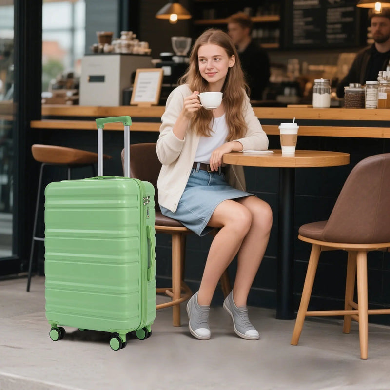 HIFINE Tourist 3-Piece Spinner Wheel Luggage Set in Green by HouseOfZazla
