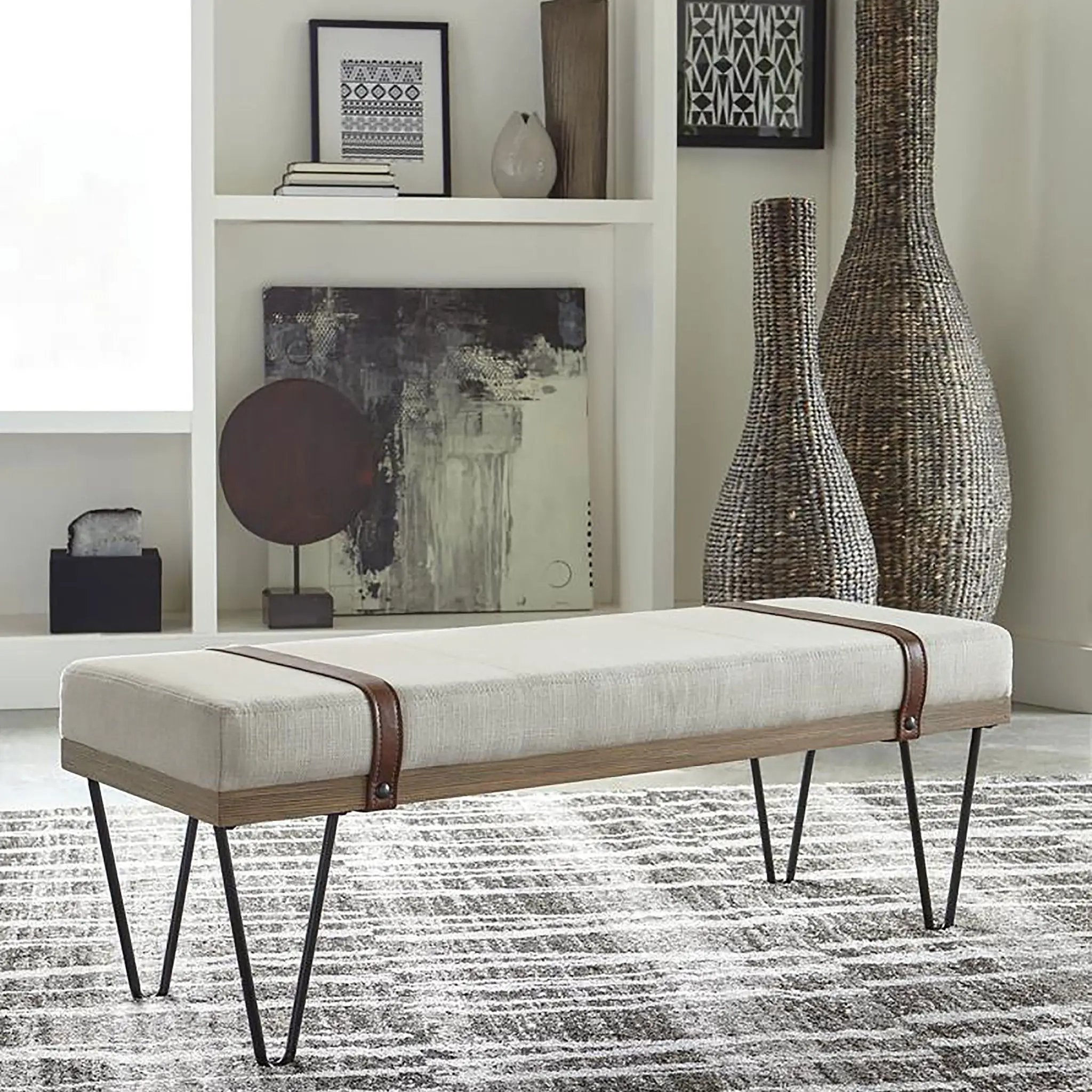 Karis - Upholstered Accent Bench - Beige by HouseOfZazla