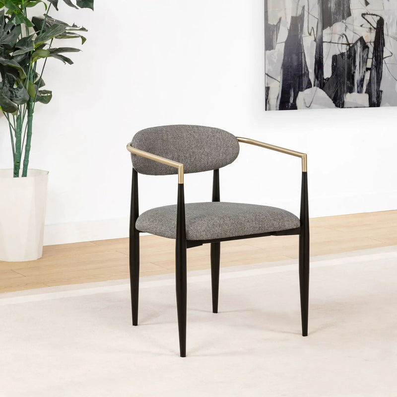 Bradbury Fabric Upholstered Dining Arm Chair Grey (Set of 2) by Unique Piece Furniture