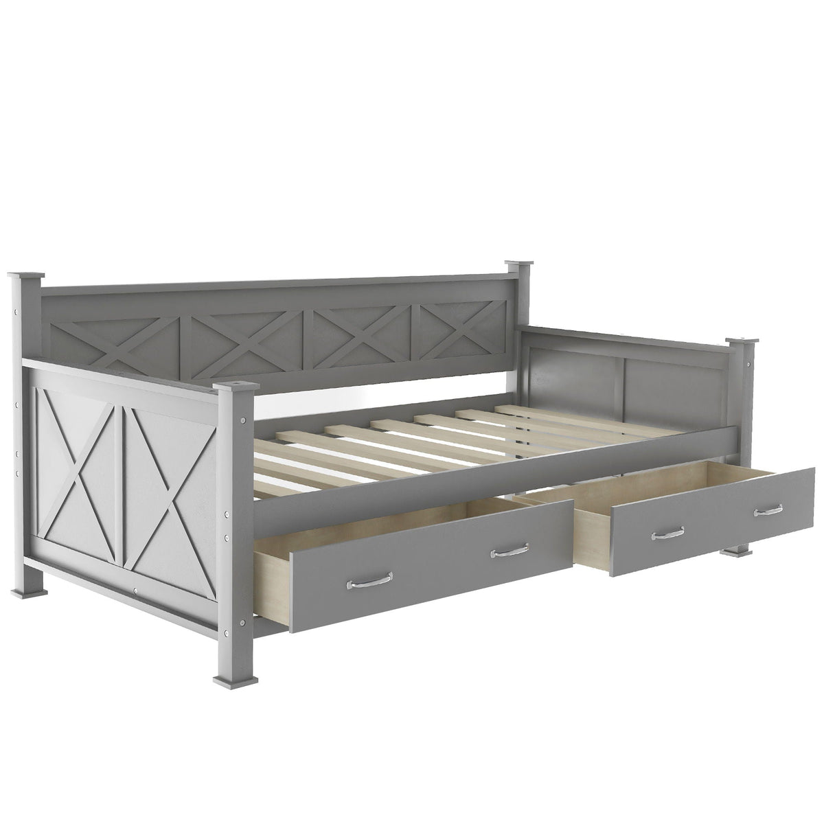 Modern Daybed With 2 Large Drawers, X Shaped Frame, photo 5 of 14