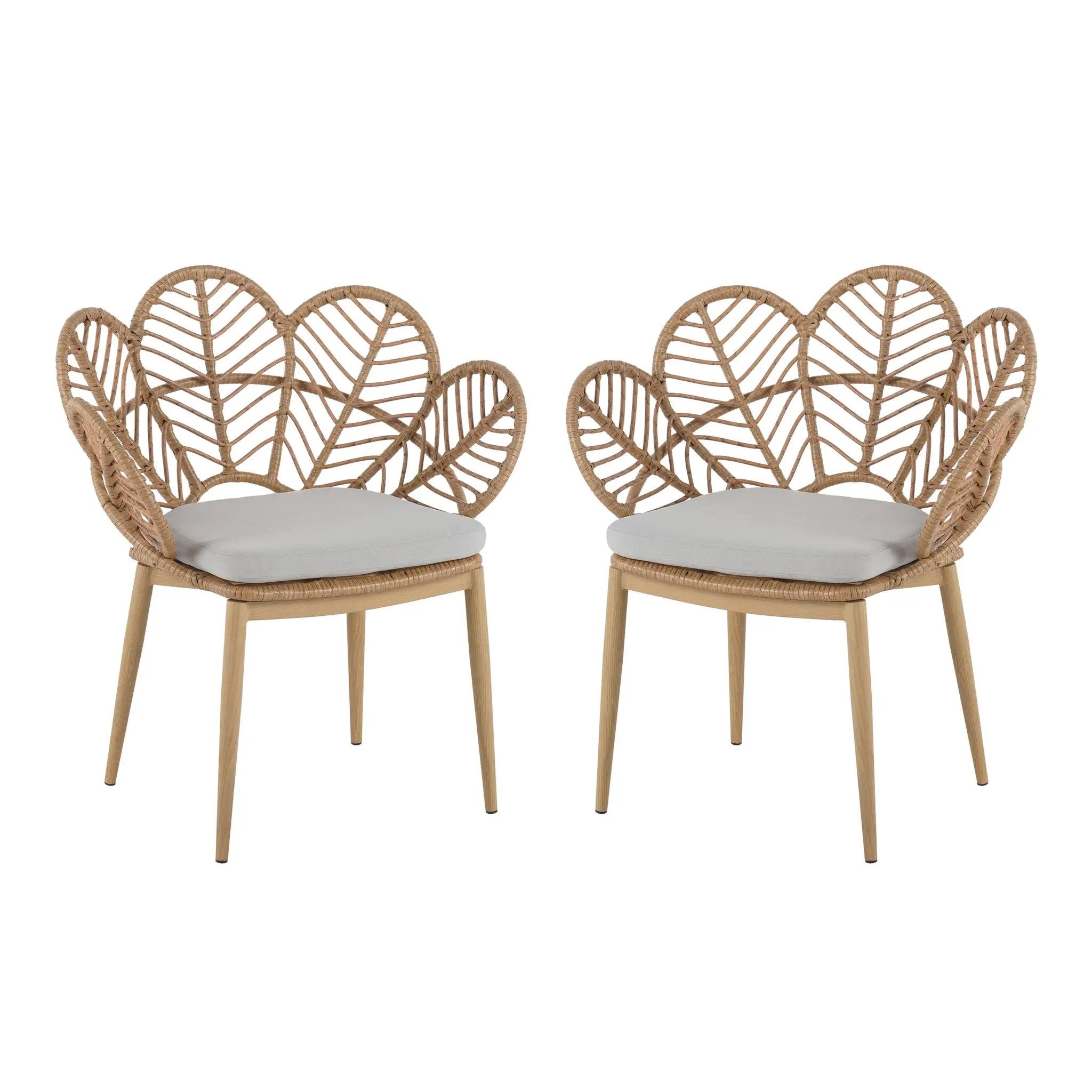 Kirk Outdoor Wicker Peacock Shape Papasan Style Chair Set of 2 by HouseOfZazla