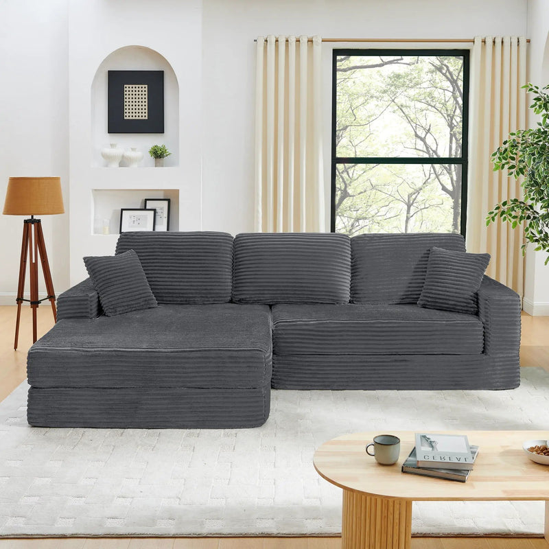 Modern Minimalist L Shape Modular Sectional Sofa, Couch by Unique Piece Furniture