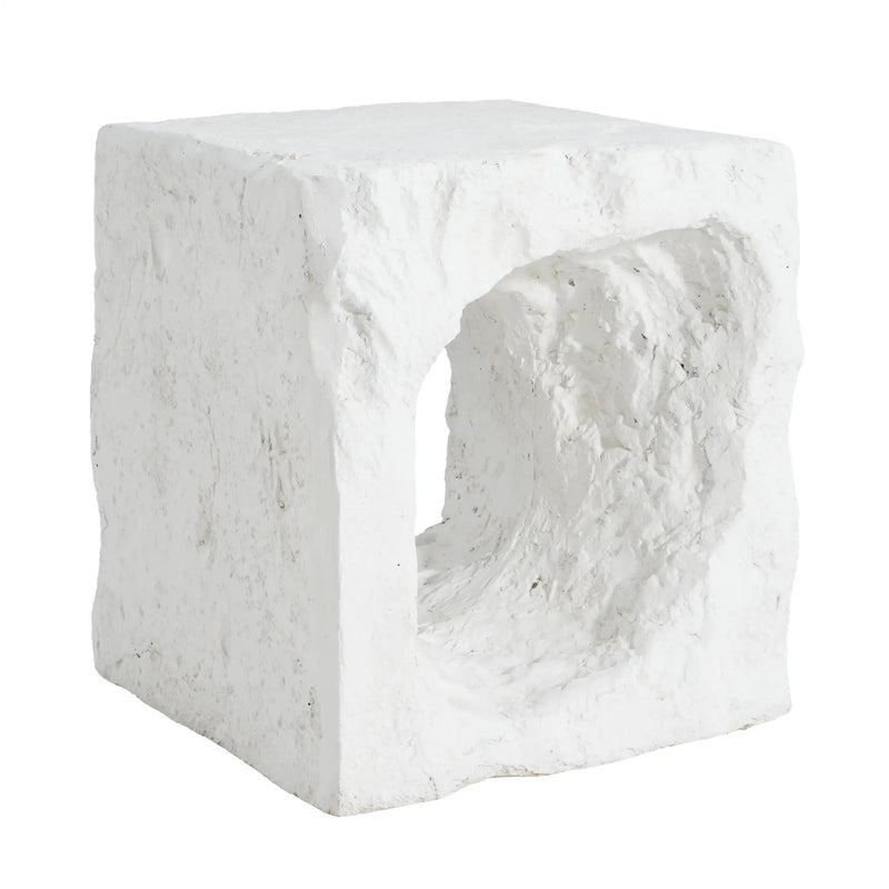 Lyra Outdoor Patio Karst Cave Inspired MGO Side Table White by HouseOfZazla
