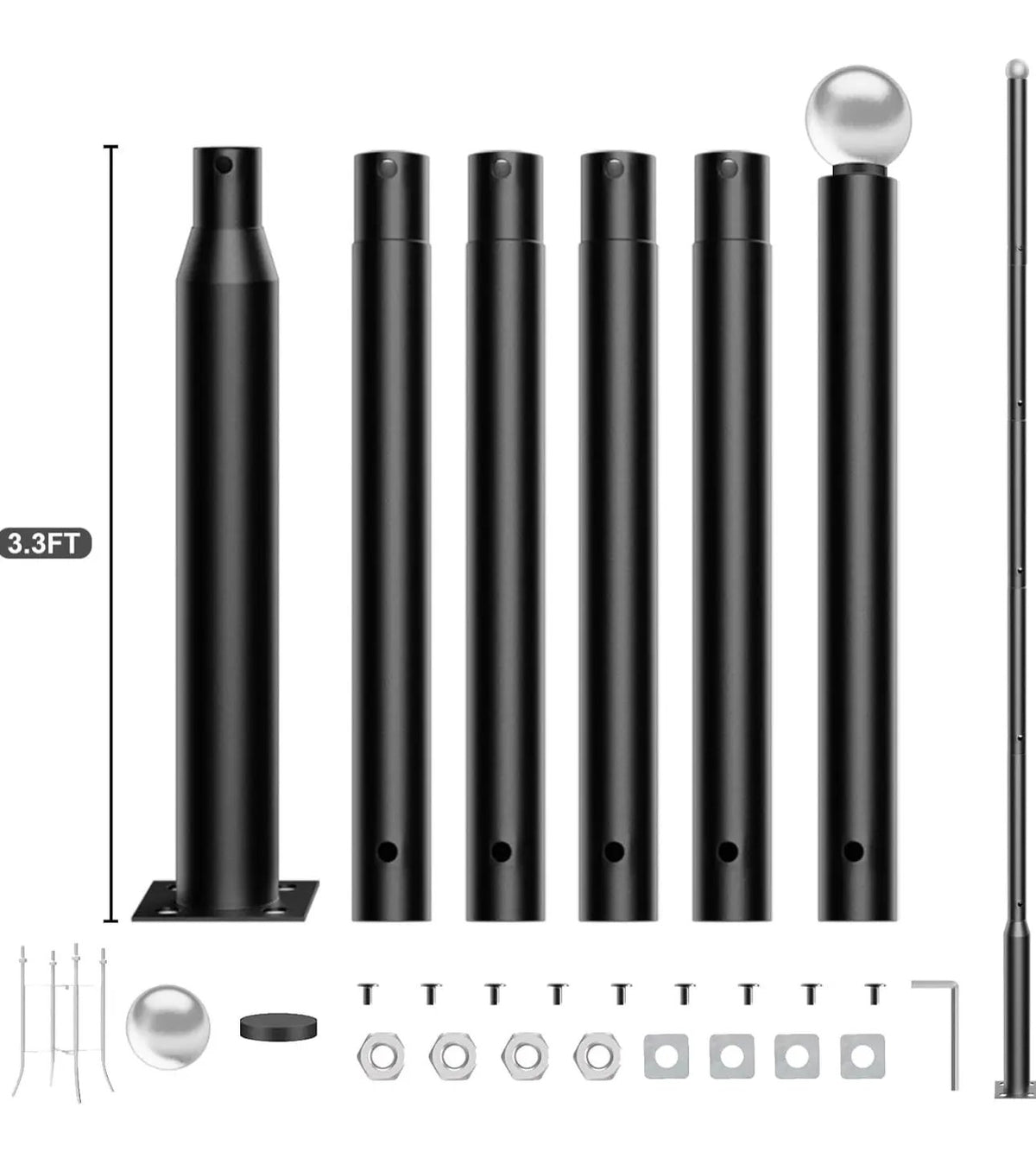 20Ft Commercial Grade Street/Parking/Flag Light Pole, Aluminum + Cage 1-Pack by Outdoor Solar Outlet