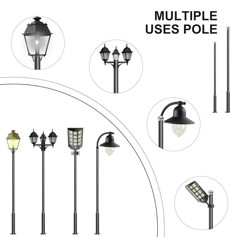 20Ft Commercial Grade Street/Parking/Flag Light Pole, Aluminum + Cage 1-Pack by Outdoor Solar Outlet
