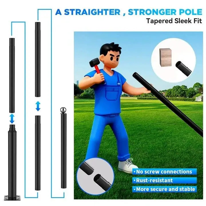 20Ft Commercial Grade Street/Parking/Flag Light Pole, Aluminum + Cage 1-Pack by Outdoor Solar Outlet
