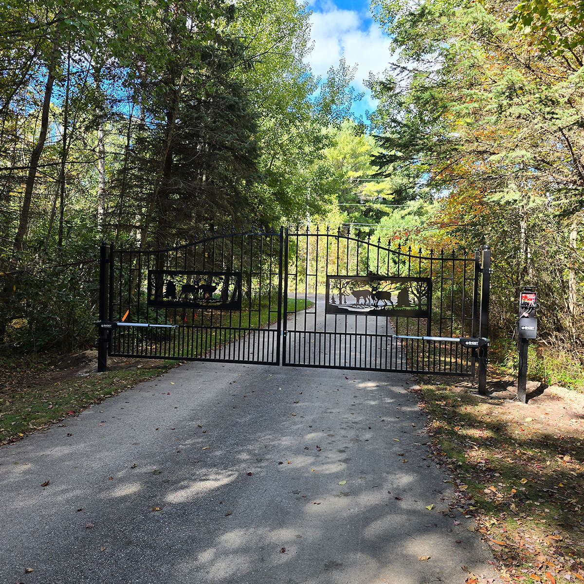 18x7 ft Steel Dual Swing Driveway Gate with Rectangular Deer Pattern by Chery Industrial