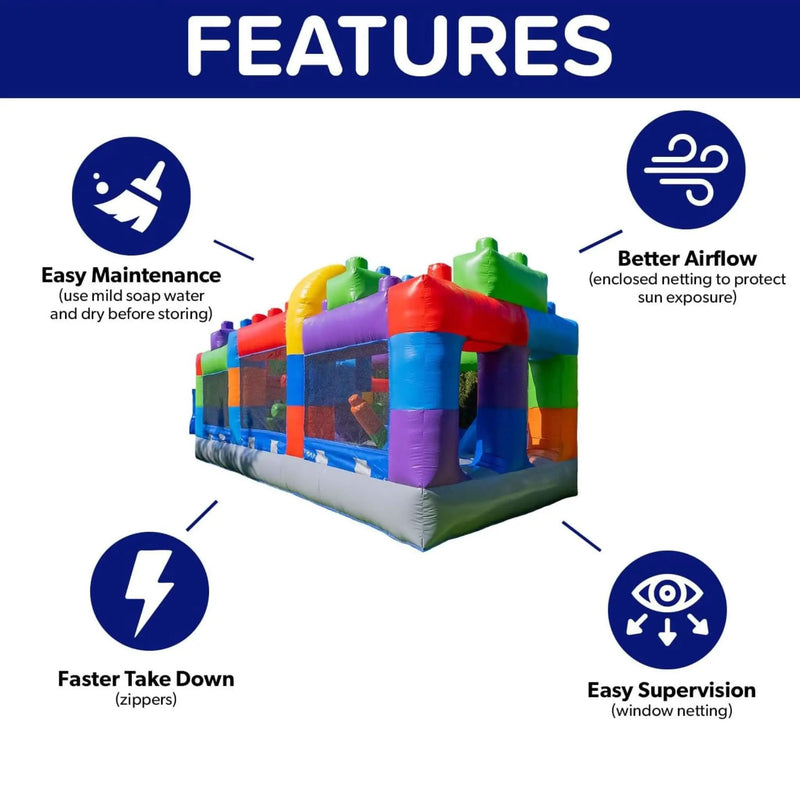 20FT Giant Multicolor Block Inflatable Obstacle Course With Large Mesh Windows (SAK75192) by SAKSBY WHOLESALE