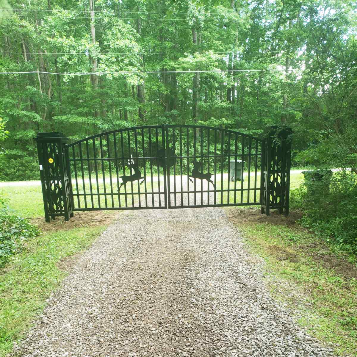 20x8 ft Dual Swing Driveway Gate with Ornamental Posts by Chery Industrial