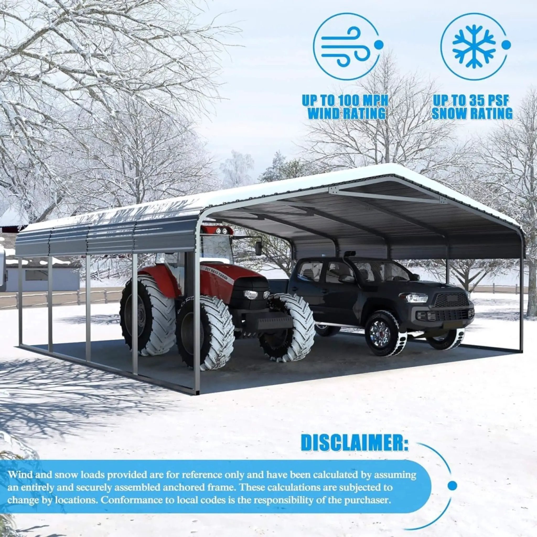[20X20FT] Alora Extra Large Premium Heavy-Duty Outdoor Metal Carport Shelter (SAK97425) by SAKSBY WHOLESALE