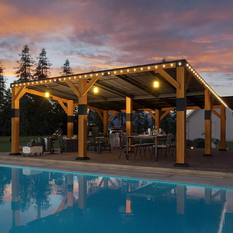 [20X20FT] Alora Heavy-Duty All-Weather Outdoor Cedar Wood Carport With Galvanized Steel Roof (SAK76145) by SAKSBY WHOLESALE