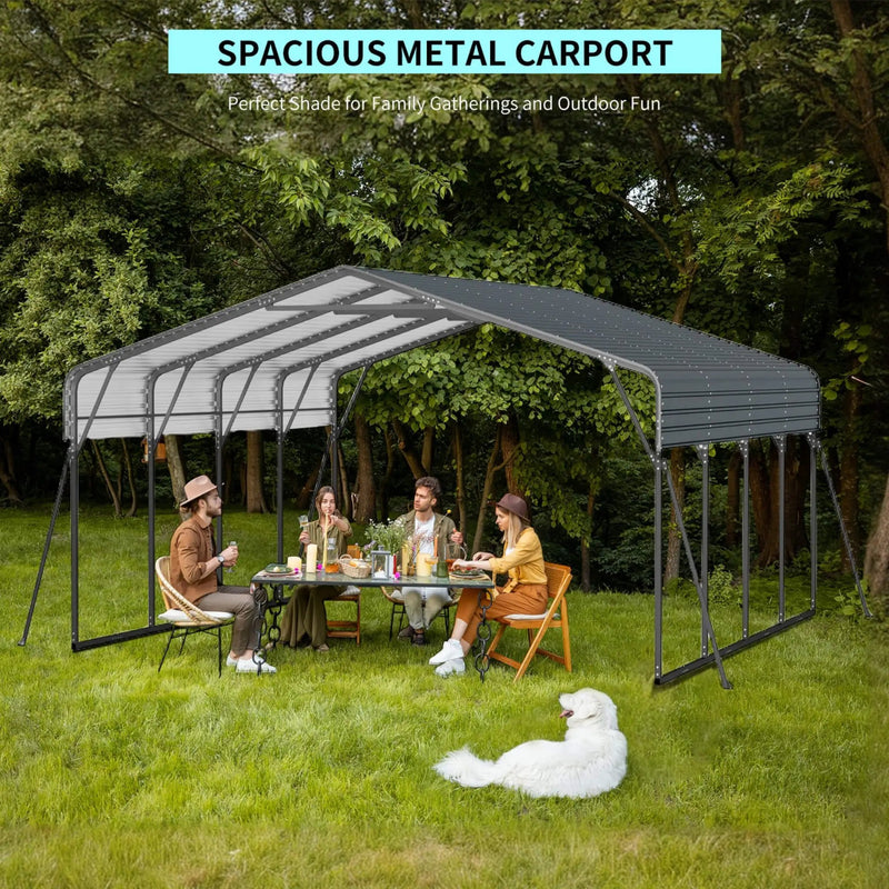 [20X20FT] Alora Extra Large Heavy-Duty Outdoor Metal Carport With Galvanized Steel Roof For Cars, Boats And Trucks (SAK75633) by SAKSBY WHOLESALE